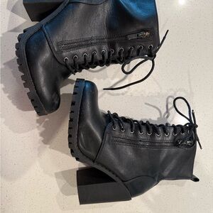 Black Lace-Up Ankle Boots